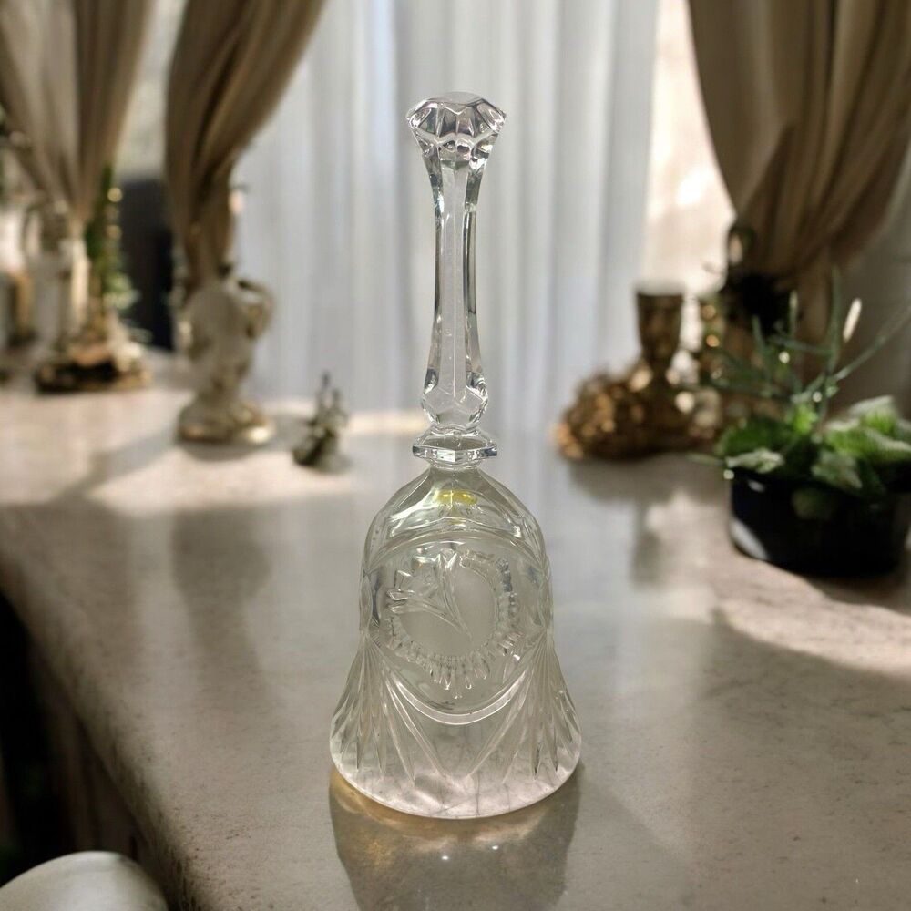 Echt Bleikristall 24% Lead Crystal Bell Germany Clear Handcut Glass Floral VTG